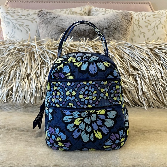 VERA BRADLEY Indigo Pop 2012 Zipper Insulated Lunch Bunch Bag Box Green Blue - Picture 1 of 13
